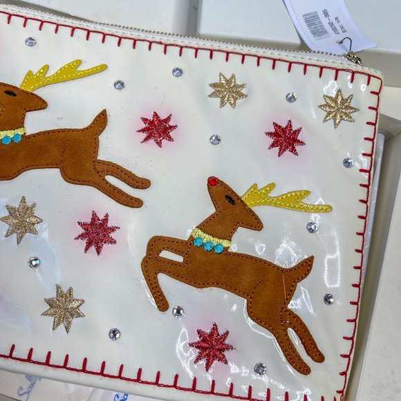 Charlotte Olympia Rudolph Applique Clutch Bag in White Patent Leather NWT FLAWED - Picture 3 of 7